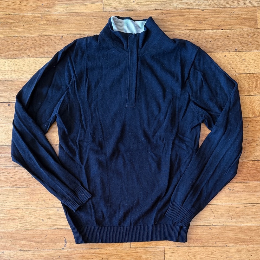 Perry Ellis Men's Black Zip-Up Sweater
